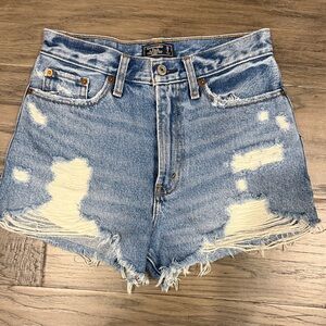 Abercrombie & Fitch Light Blue Distressed Jean Shorts